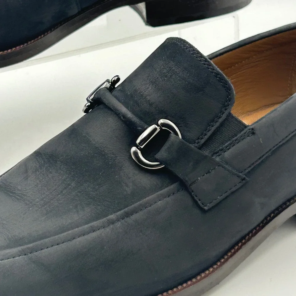 Johnston & Murphy Bit Loafer Mens 10M Black Nubuck Suede Dress Shoe Old Money
